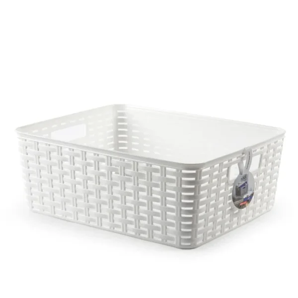 Cesta Rattan Surt Multiusos de 12L Blanco - Akisito