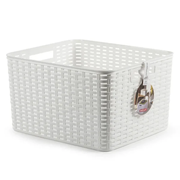 Cesta Rattan Surt Multiusos de 285L Blanco - Akisito